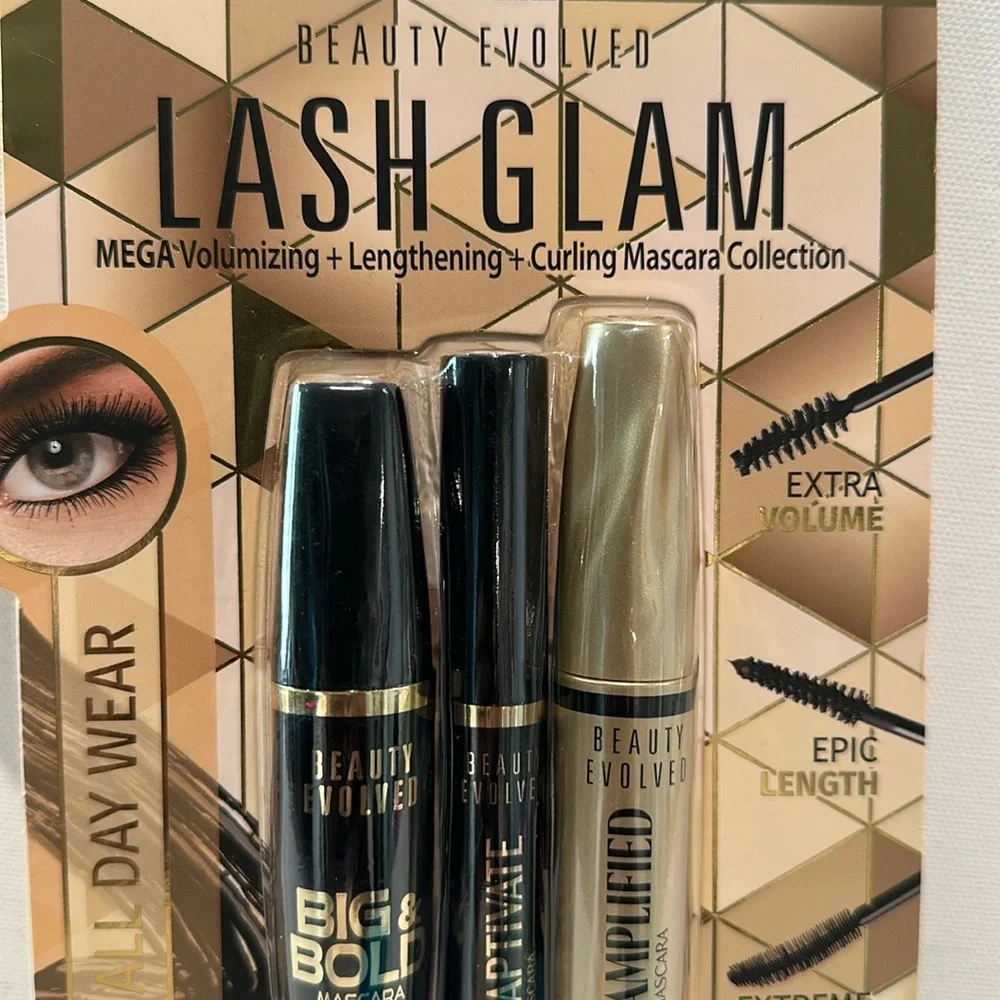NWT Beauty Evolved 3 Piece Lash Glam Mascaras w/volume, lengthening, cur…